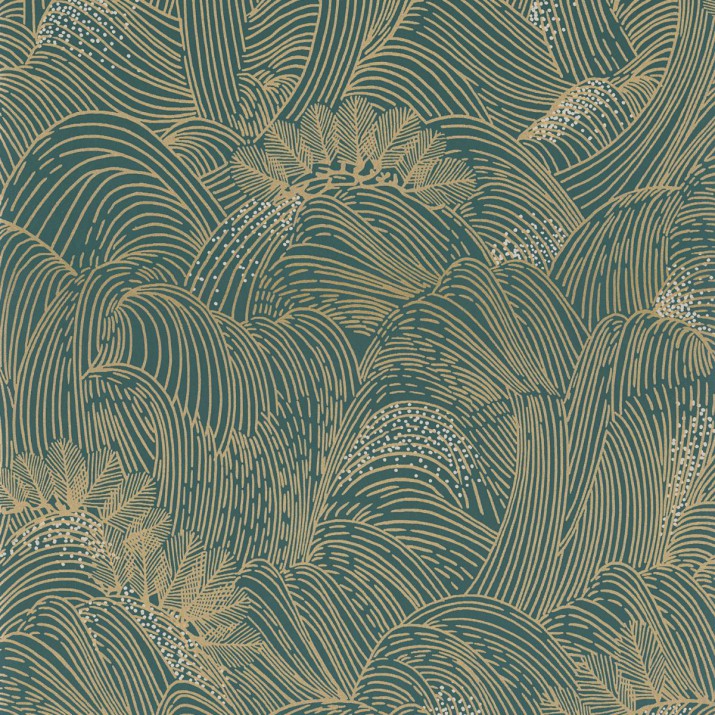 Papier Peint Intissé Marée Haute Vert Anglais Doré – L’Ile aux Oiseaux de Casamance - réf. 75902344