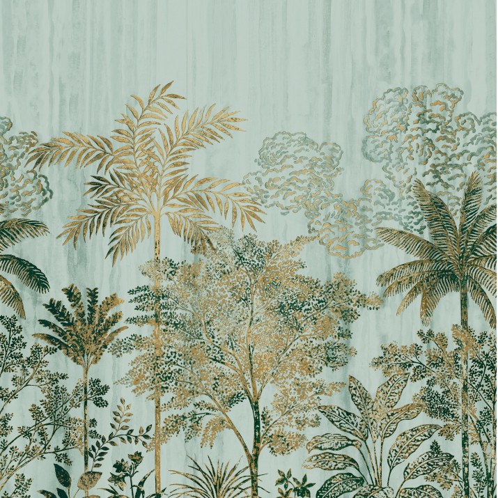 Papier Peint Panoramique Intissé Siwa Opaline/ Doré – Panoramas 2 de Casamance - réf. 75292446 - 280 x 300 CM