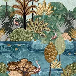 Papier Peint Panoramique Vinyle sur Intissé Aruba Multicolore – Panoramas 2 de Casamance - réf. 75610814 - 204 x 300 CM