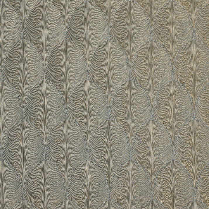 Papier Peint Vinyle sur Intissé Tourmaline Vert de Gris/ Doré – Textures Métalliques de Casamance - réf. 75781834