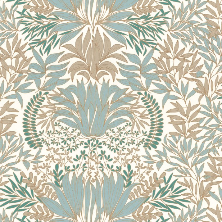 Papier Peint Intissé Chardon Blanc/ Opaline – Square Jasmin de Casamance - réf. 75733262
