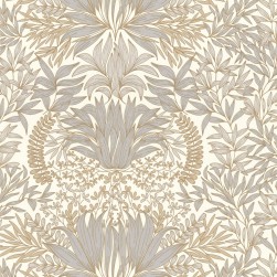 Papier Peint Intissé Chardon Blanc/ Doré – Square Jasmin de Casamance - réf. 75733160