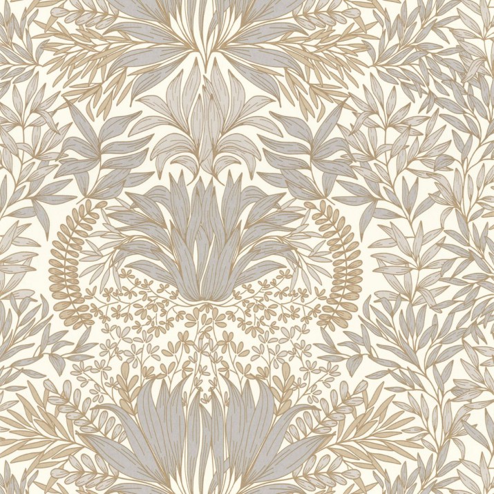 Papier Peint Intissé Chardon Blanc/ Doré – Square Jasmin de Casamance - réf. 75733160