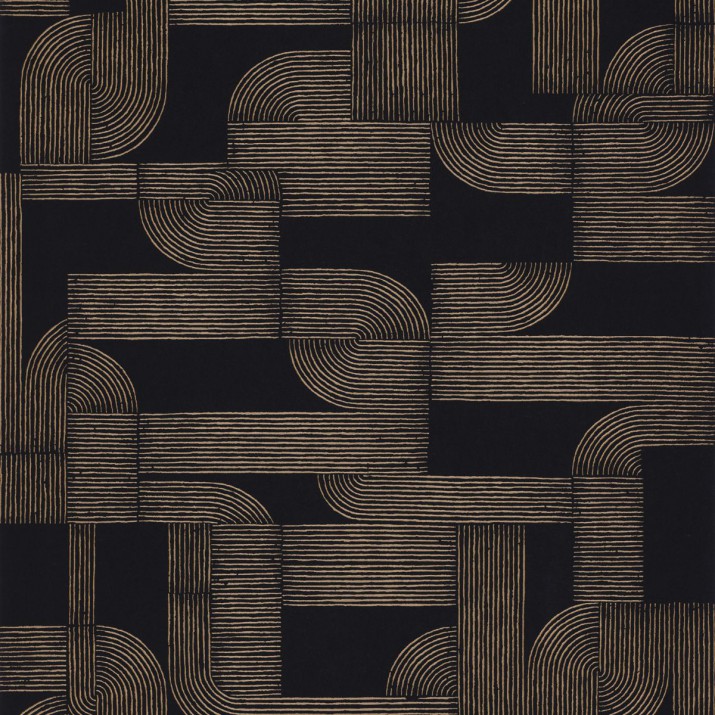 Papier Peint Intissé Hector Noir/ Doré – Square Jasmin de Casamance - réf. 75701936