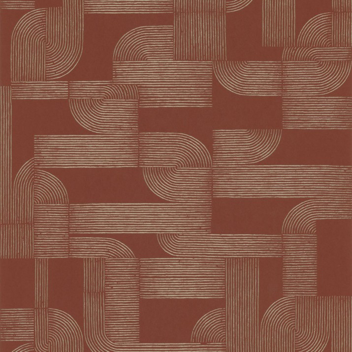 Papier Peint Intissé Hector Terracotta/ Doré – Square Jasmin de Casamance - réf. 75701732
