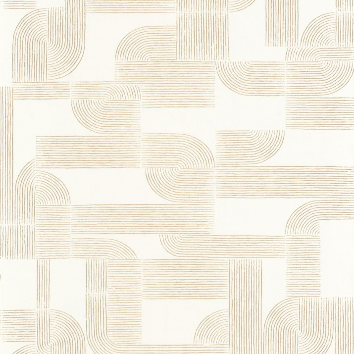 Papier Peint Intissé Hector Blanc/ Doré – Square Jasmin de Casamance - réf. 75701222
