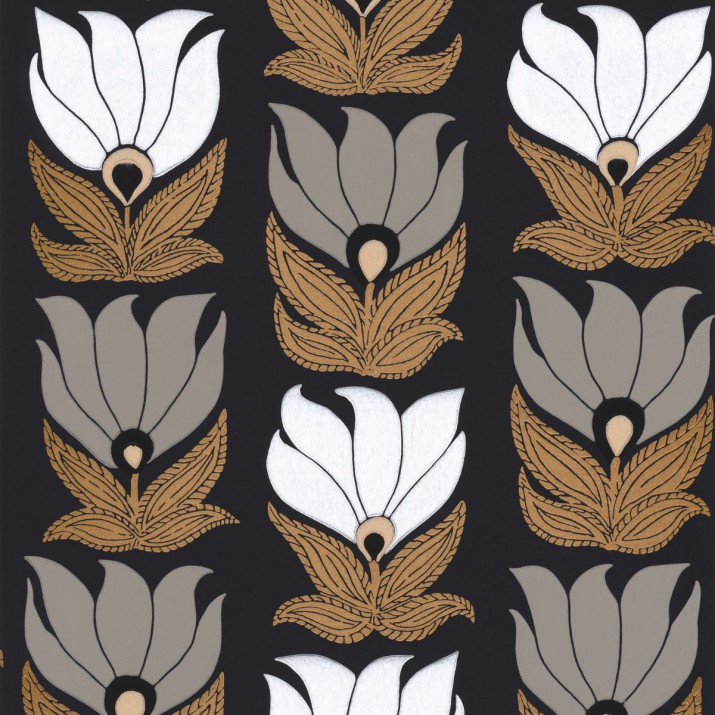 Papier Peint Intissé Dauphine Noir/ Doré – Square Jasmin de Casamance - réf. 75691120