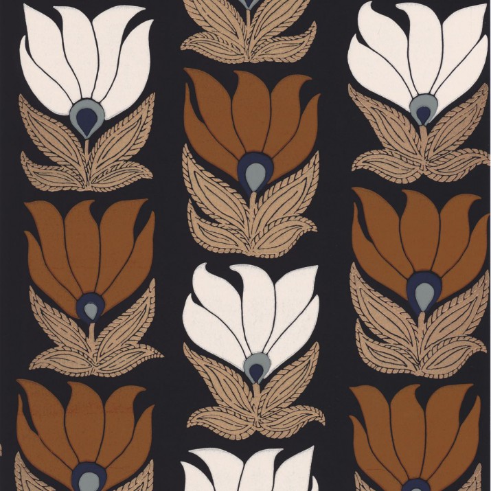 Papier Peint Intissé Dauphine Marine/ Doré – Square Jasmin de Casamance - réf. 75691018