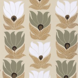 Papier Peint Intissé Dauphine Grège/ Vert Argile – Square Jasmin de Casamance - réf. 75690712