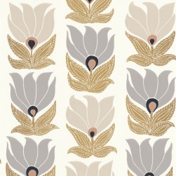 Papier Peint Intissé Dauphine Blanc/ Doré – Square Jasmin de Casamance - réf. 75690610