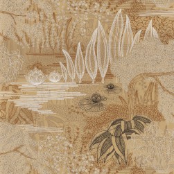 Papier Peint Intissé Jasmin Doré/ Noir – Square Jasmin de Casamance - réf. 75680508