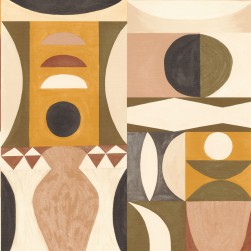 Papier Peint Vinyle sur Intissé Auguste Kaki et Nude – Mouvements de Casamance - réf. 76032446