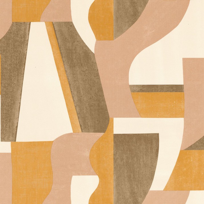 Papier Peint Vinyle sur Intissé Gino Ocre et Nude – Mouvements de Casamance - réf. 76001834