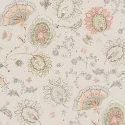 Papier Peint Vinyle sur Intissé Fleur Indienne Rose Fond Beige Clair – Seychelles de Lutèce - réf. SEY994