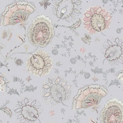 Papier Peint Vinyle sur Intissé Fleur Indienne Rose Fond Gris Clair – Seychelles de Lutèce - réf. SEY993