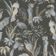 Papier Peint Vinyle sur Intissé Oiseaux Exotiques Gris Fond Noir – Seychelles de Lutèce - réf. SEY983