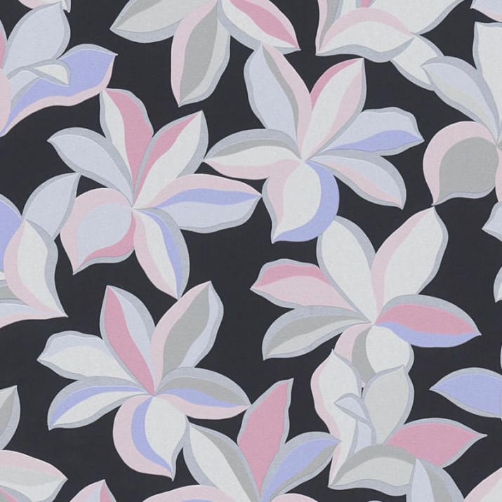 Papier Peint Expansé sur Intissé Floral Rose et Bleu Fond Noir – Seychelles de Lutèce - réf. SEY081