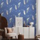 Papier Peint Expansé sur Intissé Feuillage Paon Fond Bleu Méditerranéen – Seychelles de Lutèce - réf. SEY063