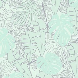 Papier Peint Expansé sur Intissé Feuillage Exotique Vert d’Eau et Argent – Seychelles de Lutèce - réf. SEY054