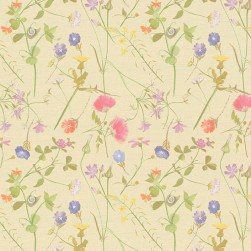 Papier Peint Vinyle sur Intissé Fleur Pastorale Multicolore Fond Jaune – Seychelles de Lutèce - réf. SEY013