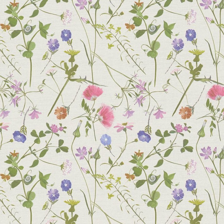 Papier Peint Vinyle sur Intissé Fleur Pastorale Multicolore Fond Beige – Seychelles de Lutèce - réf. SEY012