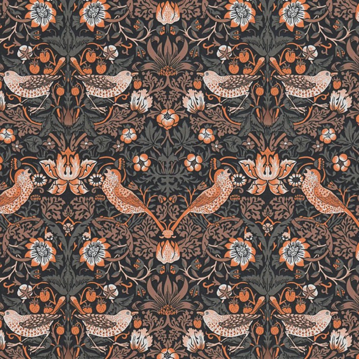 Papier Peint Intissé Oiseaux et Fraises Orange – Héritage de Lutèce - réf. HER563