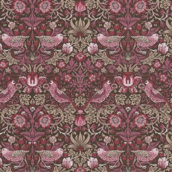Papier Peint Intissé Oiseaux et Fraises Aubergine – Héritage de Lutèce - réf. HER562