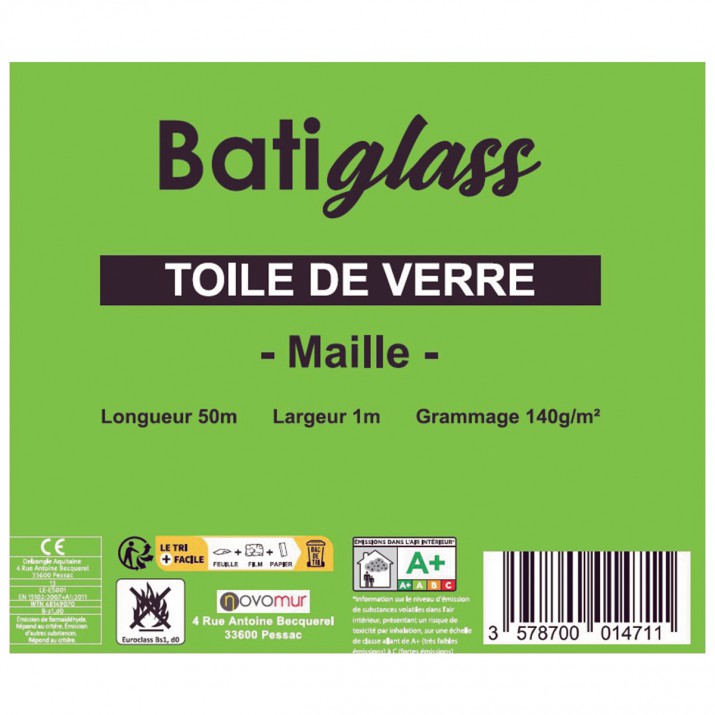 Toile de verre à peindre motif maille 120-140g/m² Batiglass- 50Mx1M