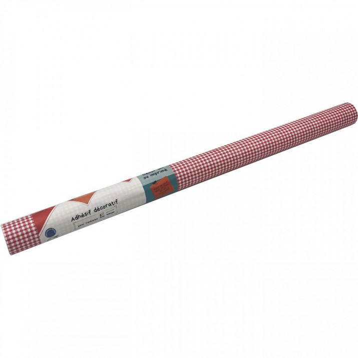 Adhésif Imprimé Vichy Rouge 45cm x 2m