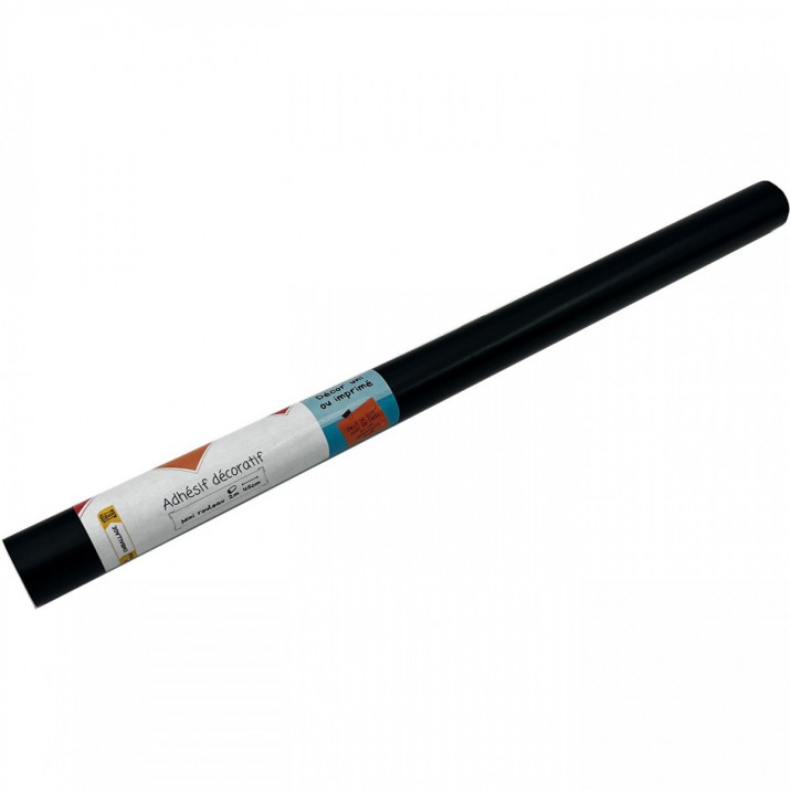 Adhésif Uni Noir Mat 45cm x 2m