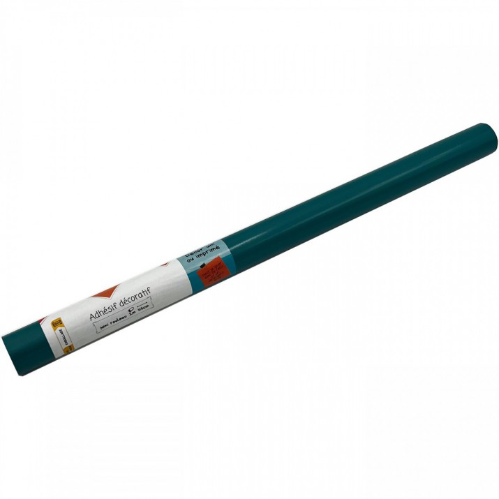 Adhésif Uni Bleu Canard Brillant 45cm x 2m