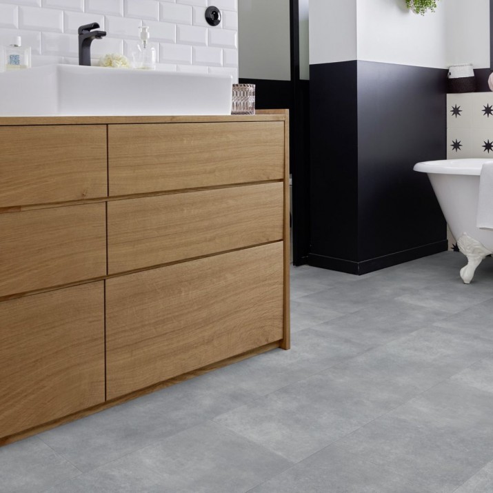 Dalle PVC sol Creation 40 à coller Bloom Uni Grey - 610 mm x 610 mm