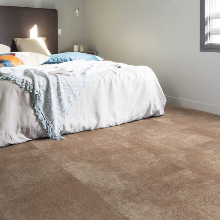 Dalle PVC sol Creation 55 à coller Fabrik Mix Jute - 610 mm x 610 mm