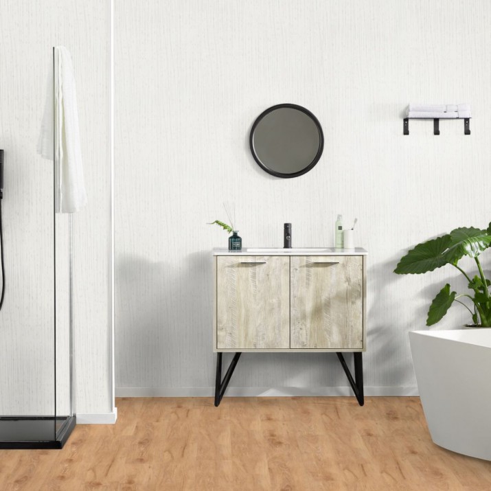 Lame PVC sol Creation 55 à coller - White lead Oak Dark Beige - 184 mm x 1219 mm