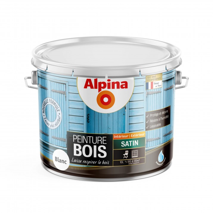 Alpina Peinture Bois Microporeuse - Intérieur & Extérieur - Satin