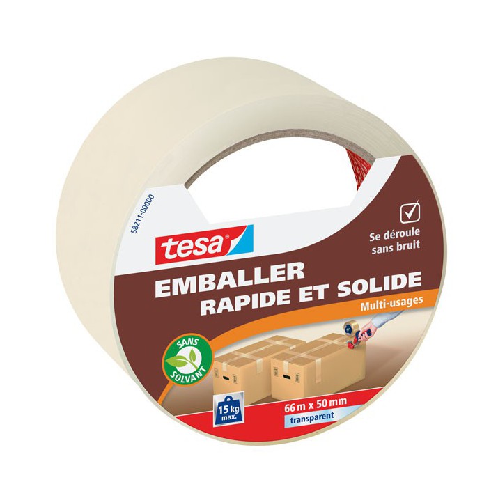 Adhésif emballage rapide et solide 66m x 50mm Transparent