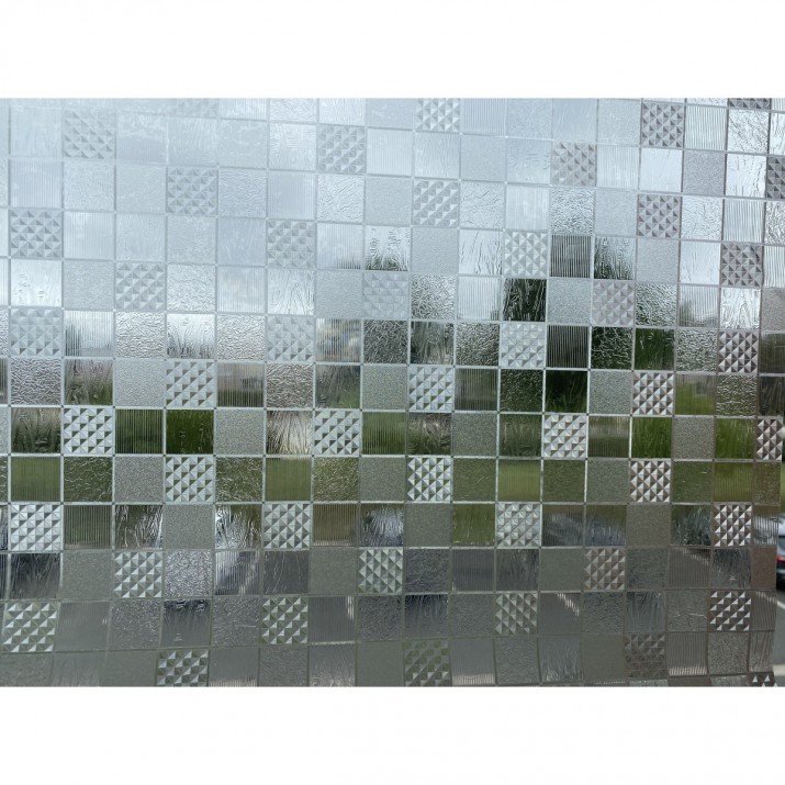 Novotex Film Vitrostatique pour Vitrage Damier - Motif Gaufré – 45cm x 2m