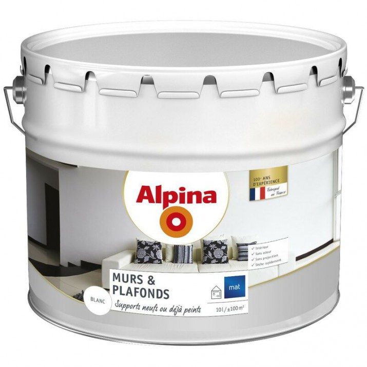 Alpina Peinture Acrylique Murs & Plafonds Blanc Satin