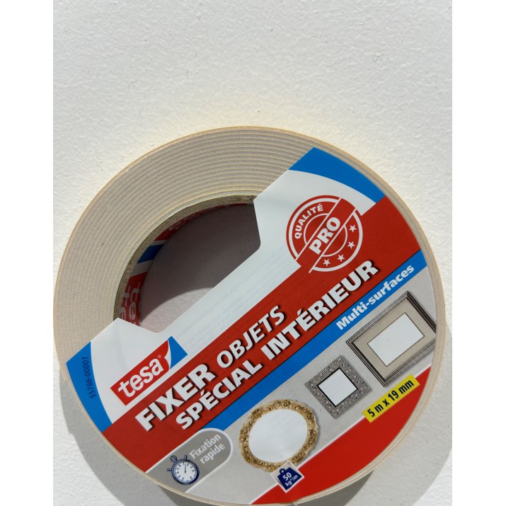Ruban adhésif - Fixer Objets Spécial Intérieur - 5 m x 19mm