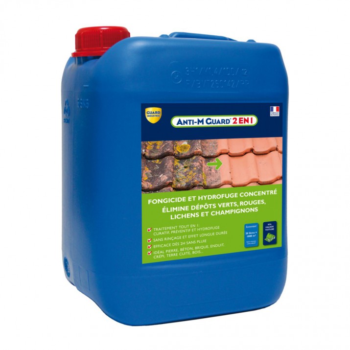 Anti M Guard 2 en 1 concentré nettoyant fongicide hydrofuge terrasses toitures façades