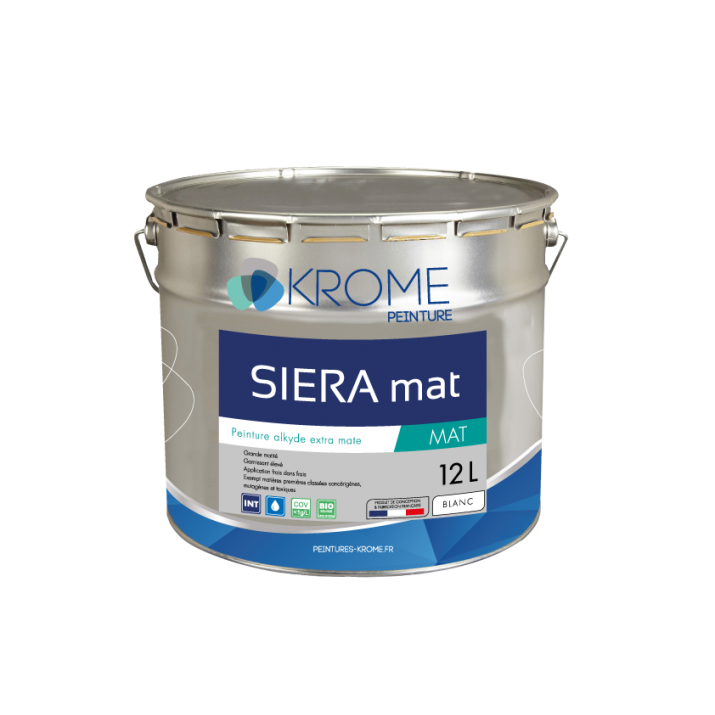 Krome Siera Mat - peinture alkyde finition et impression - Intérieur - 12L