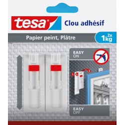 Clou adhésif ajustable papier peint et plâtre Lot de 2