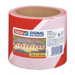 Rubalise rouge et blanche 100m x 80mm