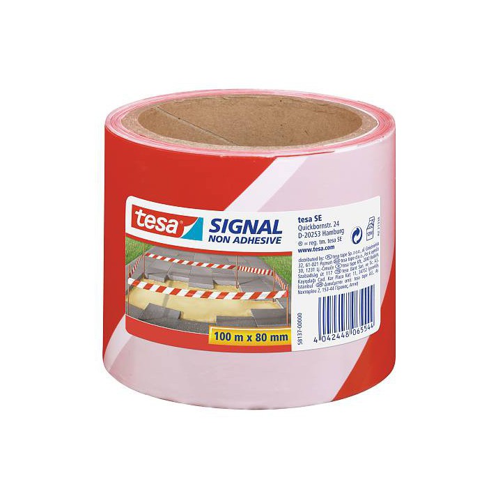 Rubalise rouge et blanche 100m x 80mm