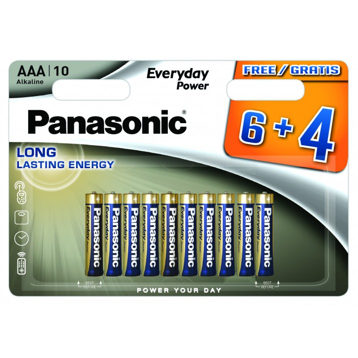 Piles LR03 AAA Everyday Power 6+4 gratuites
