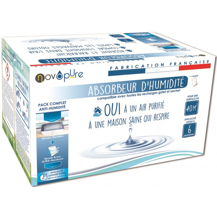 Absorbeur d'humidité large 40m² + 1 recharge