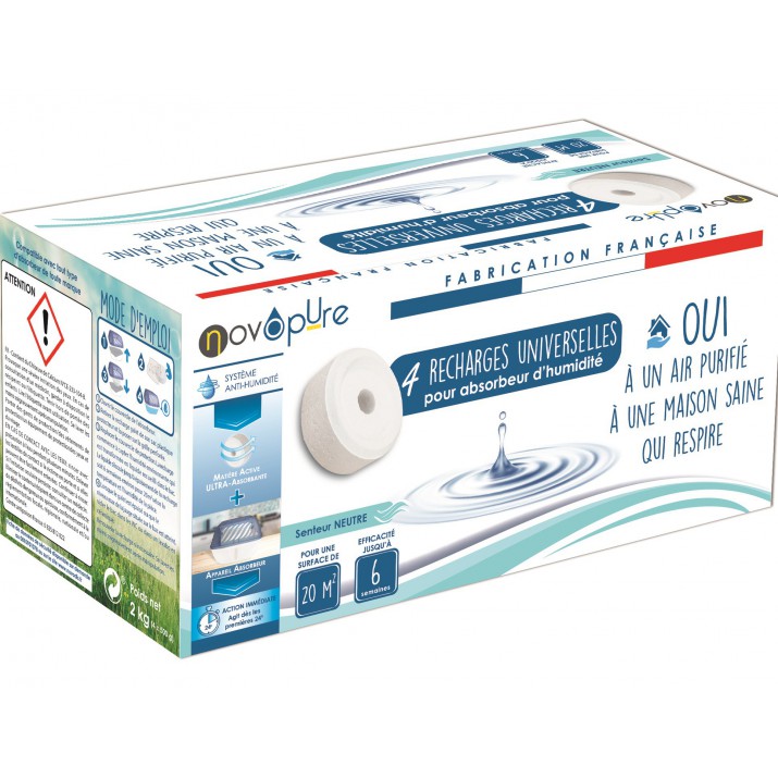 Recharge galet pour absorbeur d'humidité 500g x4 Neutre
