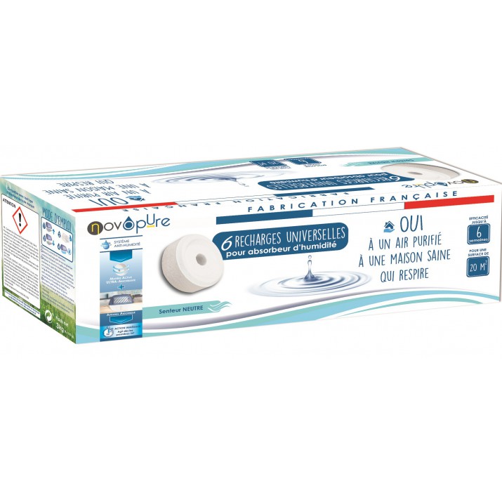 Recharge galet pour absorbeur d'humidité 500g x6 Neutre