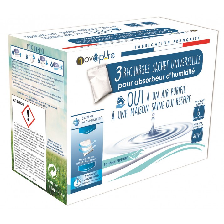 Recharge sachet pour absorbeur d'humidité 3x1kg Neutre