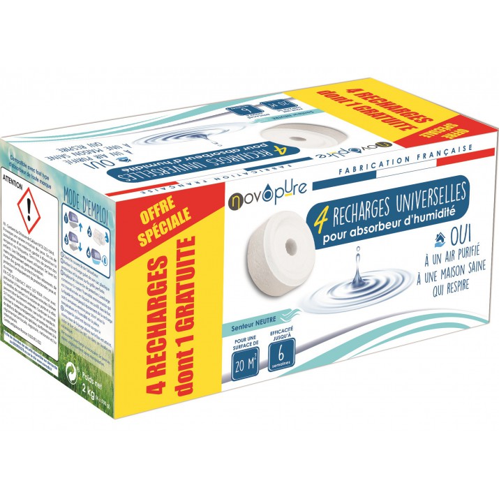 Recharge galet pour absorbeur d'humidité 500g 3+1 gratuit Neutre